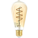 Лампа филаментная ЭРА F-LED ST64-7W-824-E27 spiral gold