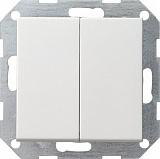 Выключатель кнопочный двухклавишный Gira System 55 10A 250V чисто-белый глянцевый 012503