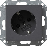 Розетка Gira System 55 Schuko с/з со шторками 16A 250V безвинтовой зажим антрацит 041828