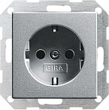 Розетка Gira System 55 Schuko с/з 16A 250V безвинтовой зажим алюминий 046626