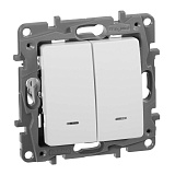Выключатель двухклавишный Legrand Etika с подсветкой 10A 250V белый 672204